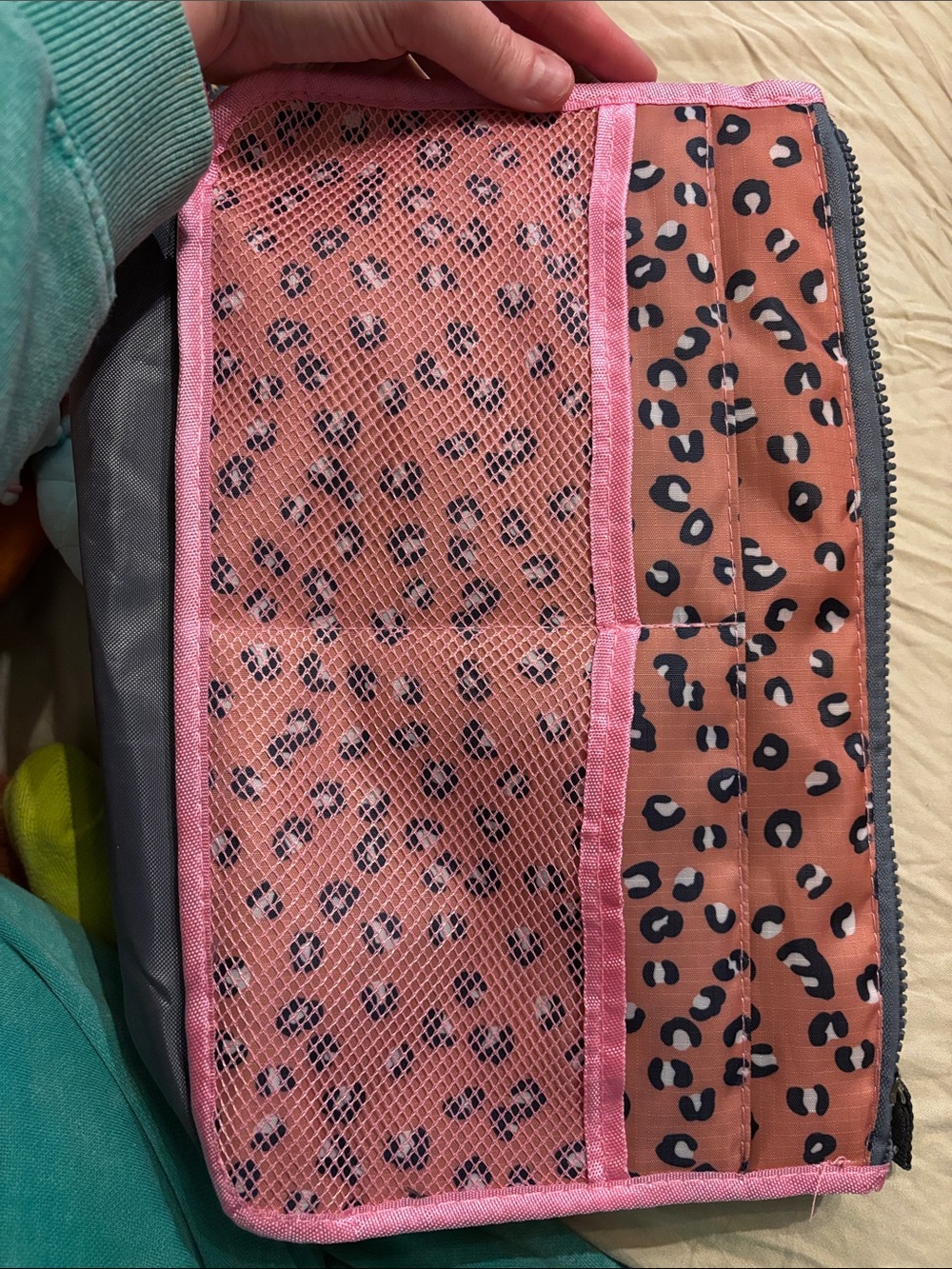 Pink Leopard Print Travel Organizer Pouch